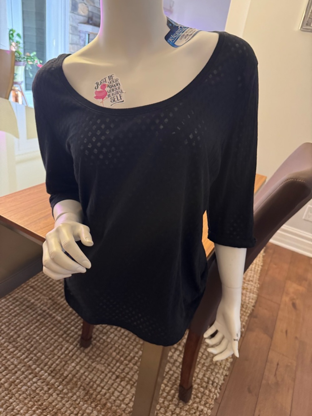 Black Women's Scoop Neck Knit Top -